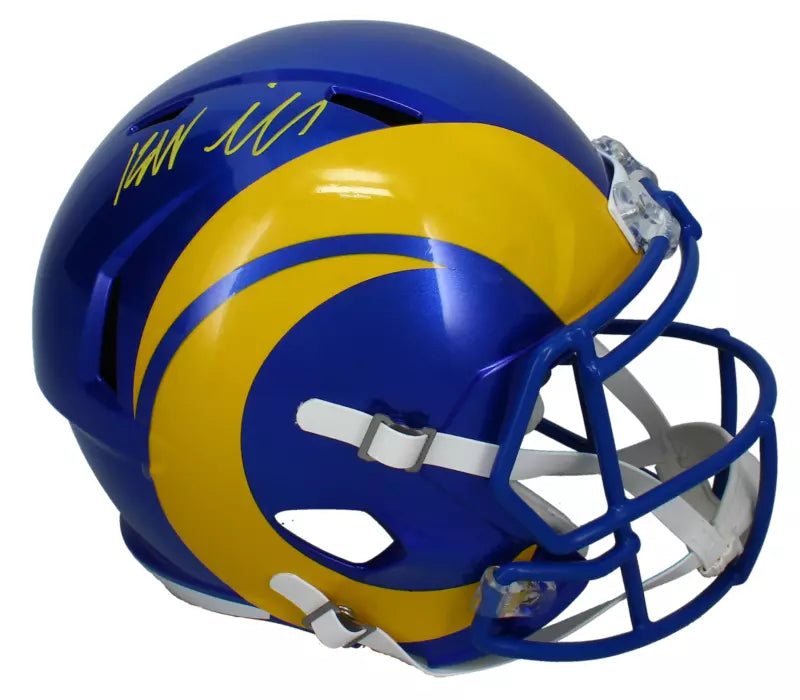 Kyren Williams Autographed (in Yellow) Los Angeles Rams Speed Full Size Helmet Beckett Witnessed