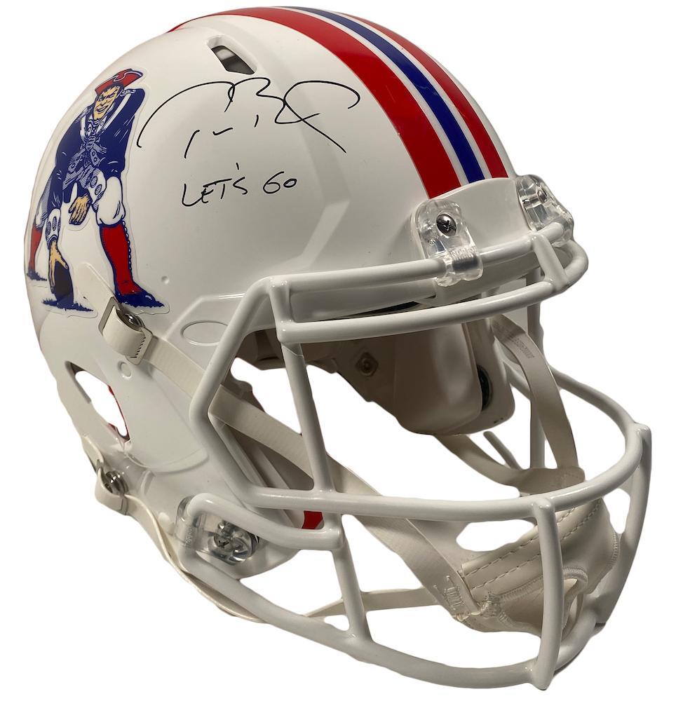 TOM BRADY Autographed/Inscribed "LET'S GO" New England Patriots Throwback Speed Authentic Helmet FANATICS LE 12/12