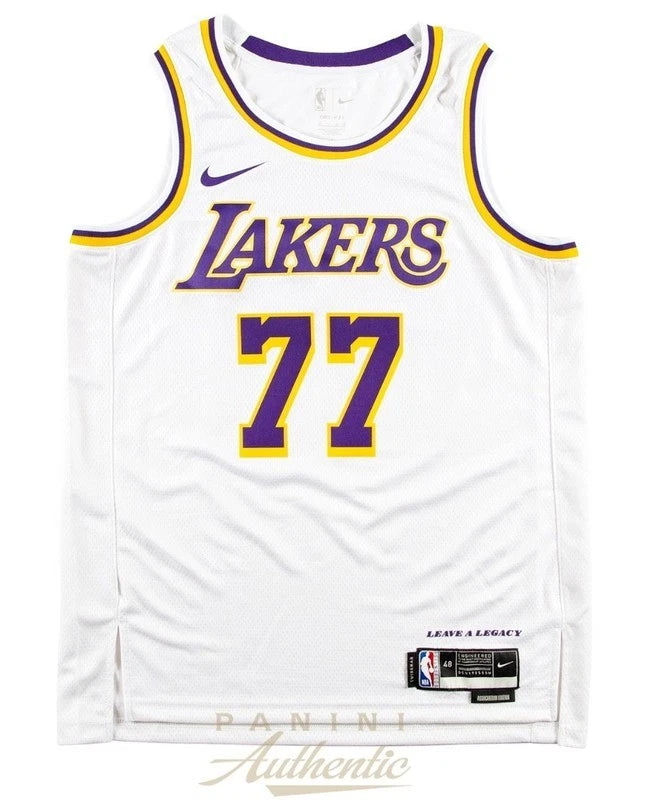 Luka Doncic Autographed Los Angeles Lakers White Nike Association Edition Swingman Jersey Panini