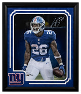 SAQUON BARKLEY Autographed New York Giants 25.75" x 22.125" Custom Framed "Intensity" 16 x 20 Photograph PANINI LE 126