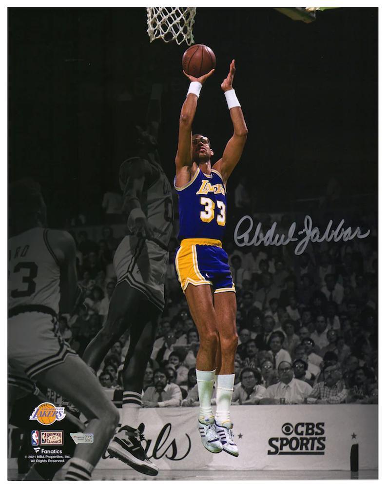 KAREEM ABDUL-JABBAR Autographed Los Angeles Lakers "vs. Celtics" 11" x 14" Spotlight Photograph FANATICS