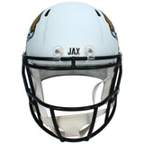 Travis Hunter Autographed Jacksonville Jaguars White 2024 Alternate Speed Full Size Helmet Beckett Witnessed