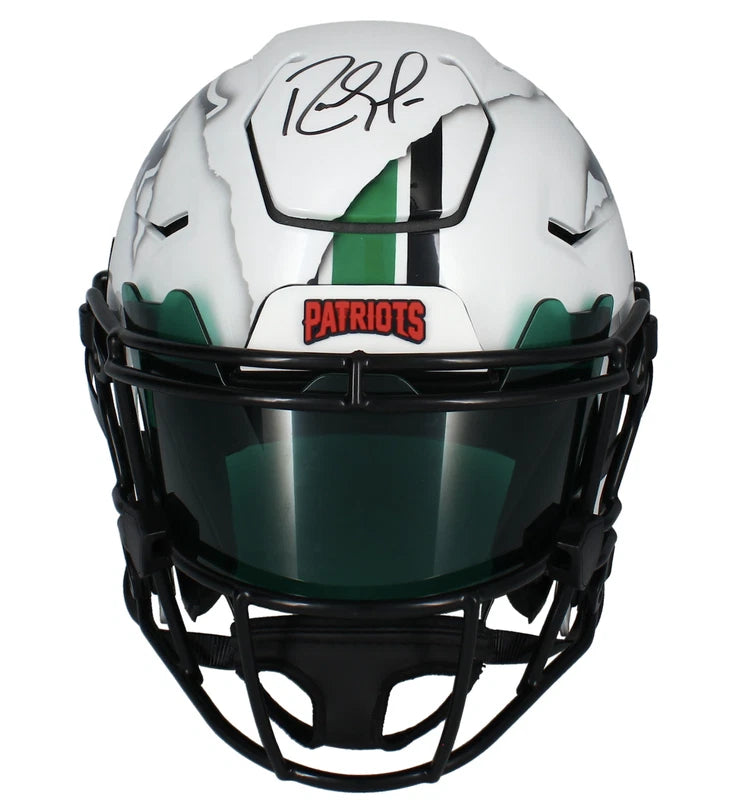 Randy Moss Autographed New Patriots/Marshall Thundering Herd Custom Ripped Speedflex Authentic Helmet Beckett Witnessed
