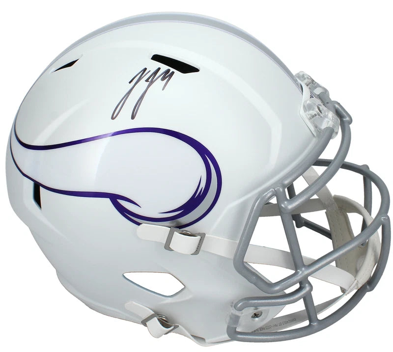 JJ McCARTHY SIGNED MINNESOTA VIKINGS F/S WINTER WARRIOR SPEED REP HELMET BECKETT