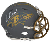 Ed Reed Autographed Baltimore Ravens Slate Speed Mini Helmet Beckett Witnessed