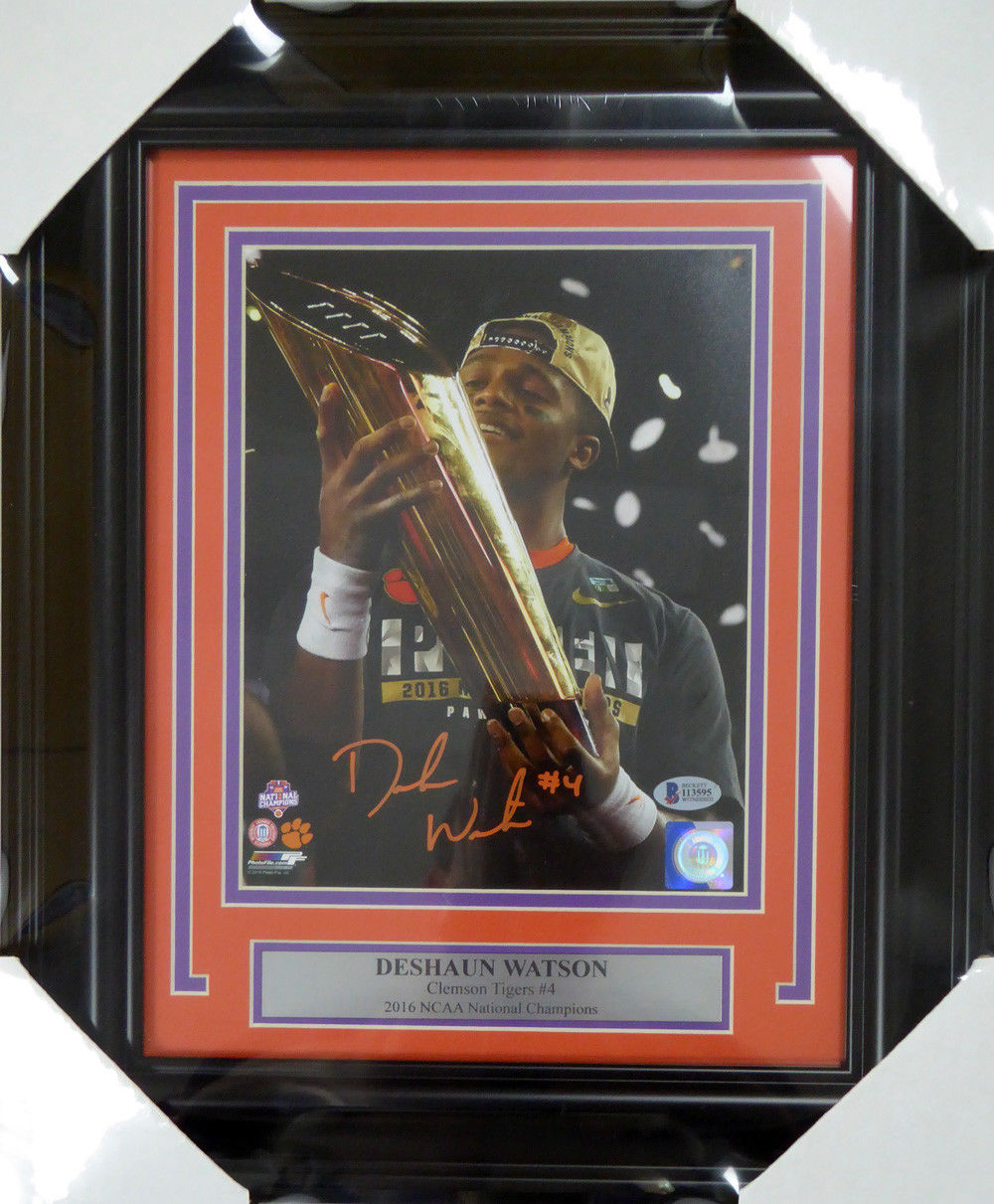 Deshaun Watson Autographed Framed 8x10 Photo Clemson Tigers Beckett BAS Stock #123682