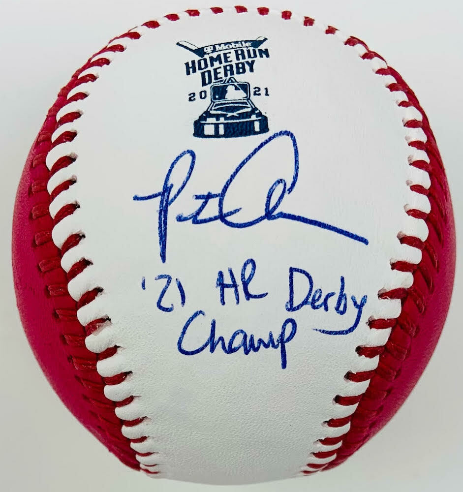 PETE ALONSO Autographed/Inscribed "2021 HR Derby Champ" '21 MLB Pink Money Ball Home Run Derby Logo Official Baseball FANATICS