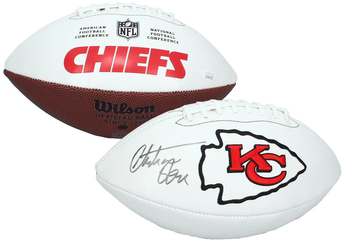 Christian Okoye Autographed Kansas City Cheifs White Panel Football JSA Witnessed