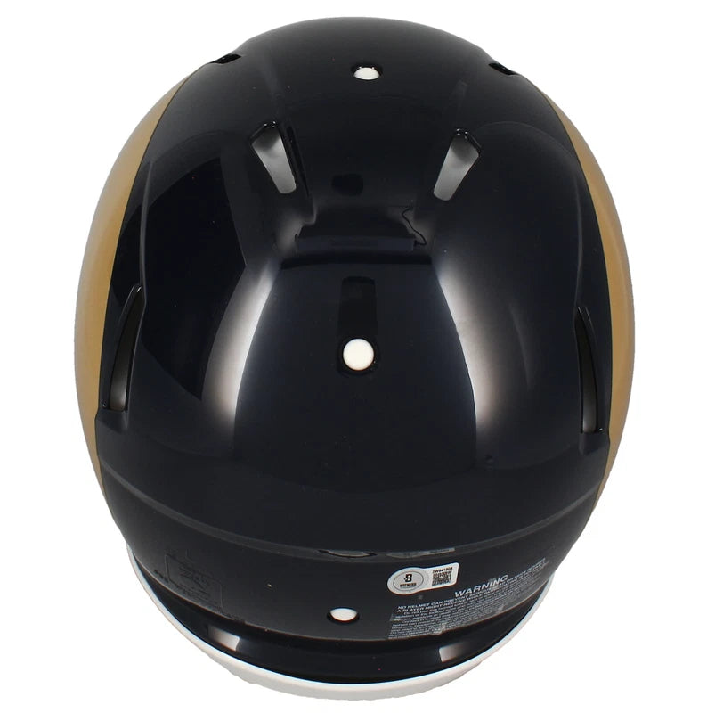 Marshall Faulk Autographed Rams 2006-16 Throwback Speed Authentic Helmet Beckett Witnessed