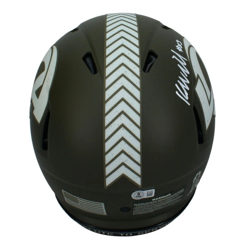 Kyren Williams Autographed Los Angeles Rams 2022 Salute to Service Speed Authentic Helmet Beckett Witnessed