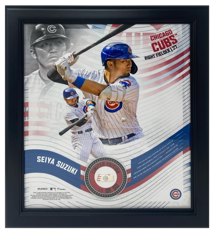 Seiya Suzuki Chicago Cubs Framed 15" x 17" Game Used Baseball Display LE 50