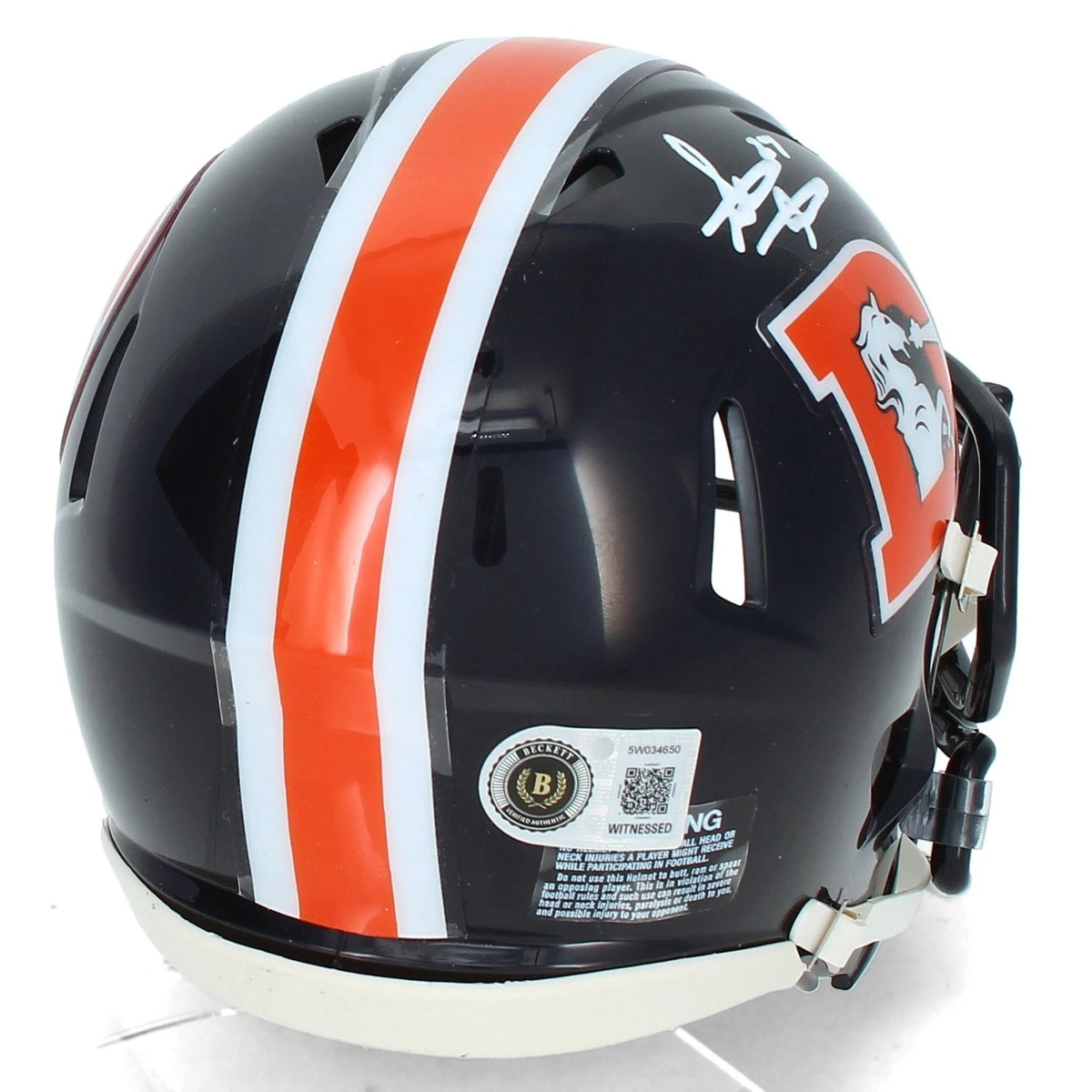 Steve Atwater Autographed Denver Broncos 2022 Color Rush Speed Mini Helmet Beckett Witnessed