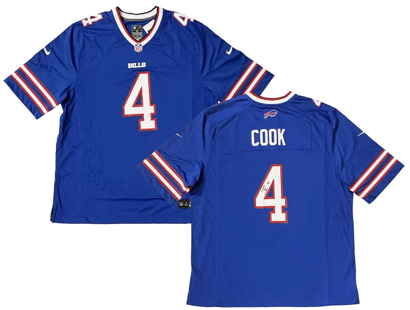 James Cook Autographed Buffalo Bills Blue Nike Game Jersey Beckett Witnessed