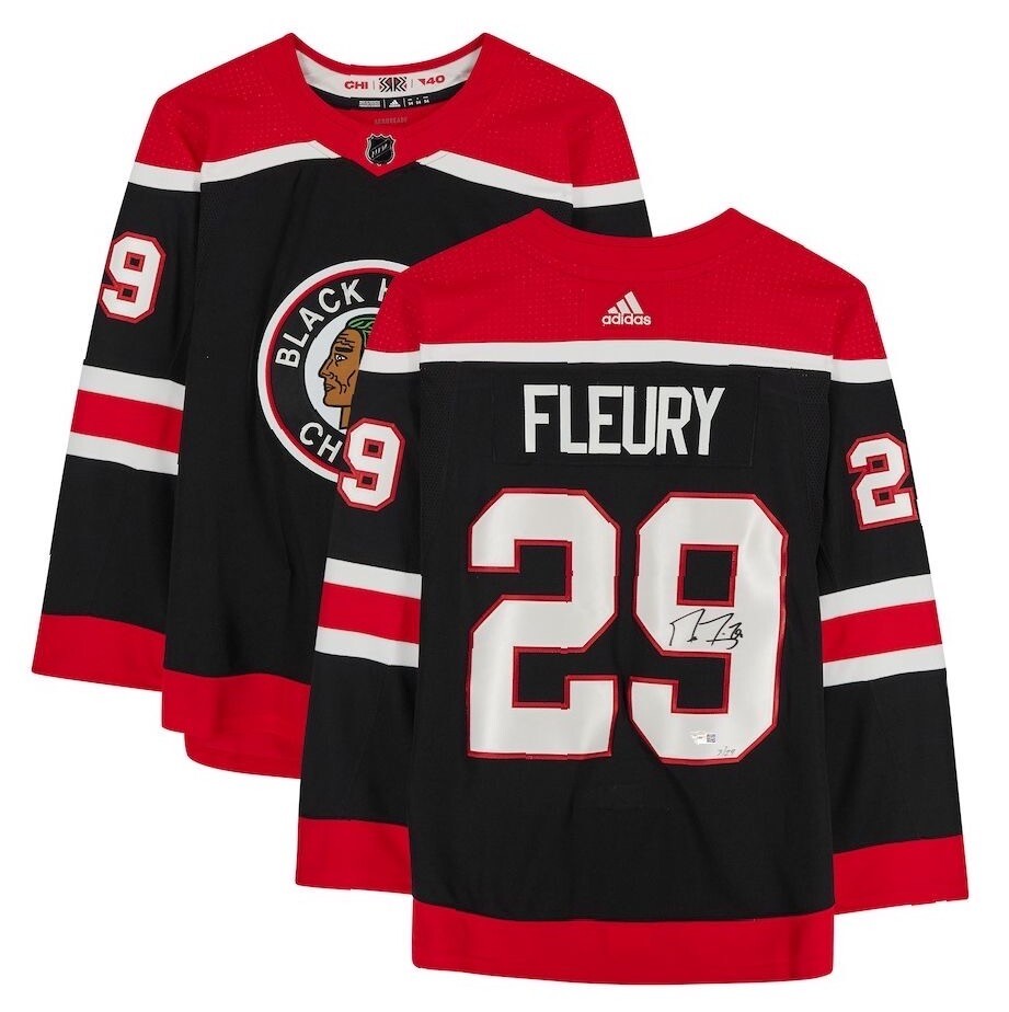 MARC-ANDRE FLEURY Autographed Chicago Blackhawks Reverse Retro Adidas Authentic Jersey FANATICS LE 29