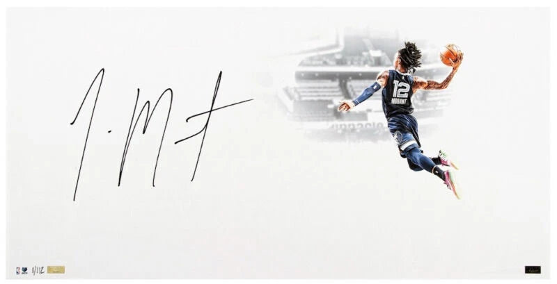 Ja Morant Autographed Memphis Grizzles "White Out" 14" x 28" Photograph LE 112 Panini
