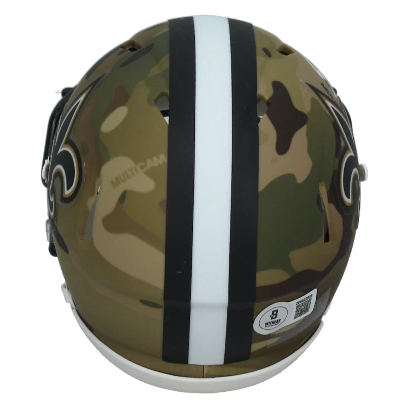 Rashid Shaheed Autographed (in White) New Orleans Saints Speed CAMO Mini Helmet Beckett Witnessed