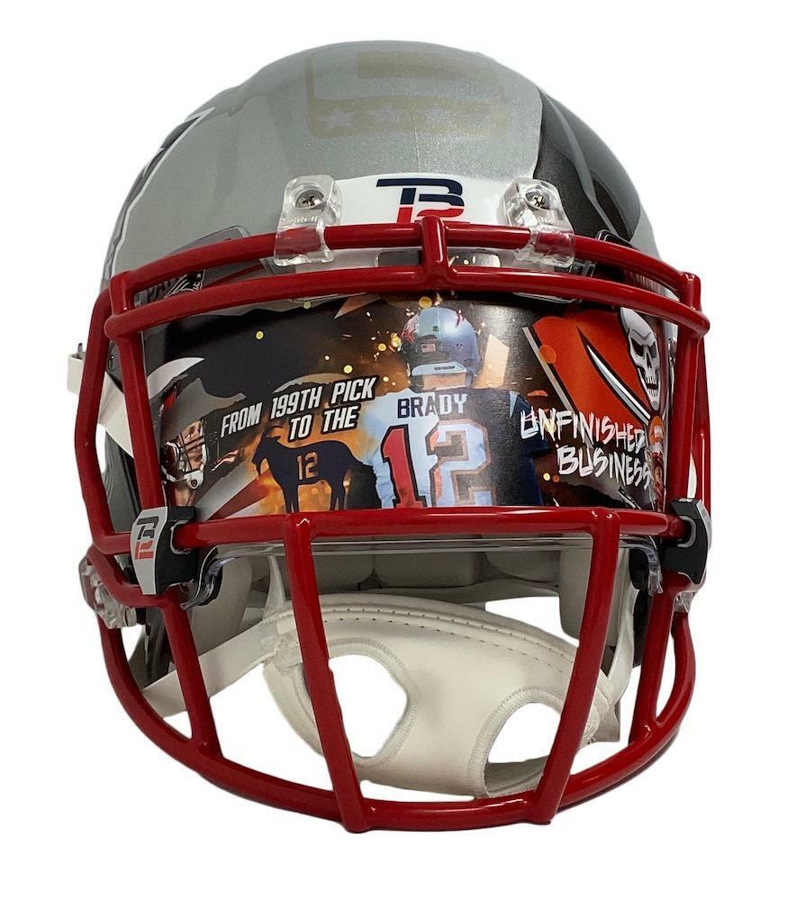 TOM BRADY Autographed New England Patriots/Tampa Bay Buccaneers "Mash Up" Custom Authentic Speed Helmet FANATICS LE 12