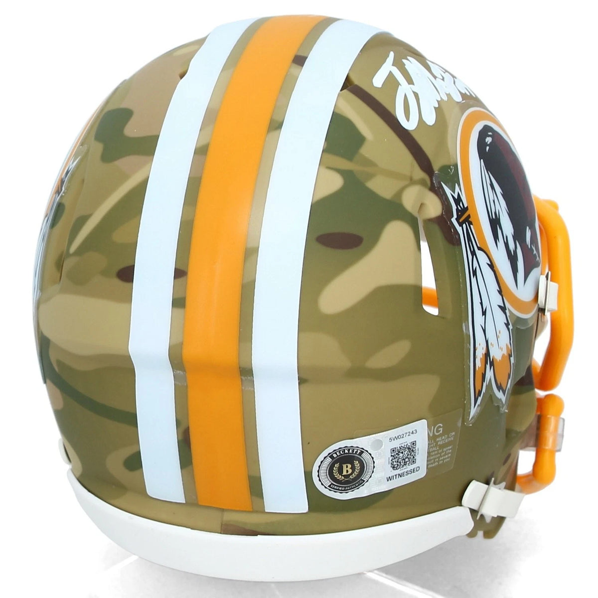 Terry McLaurin Autographed Washington Redskins CAMO Speed Mini Helmet Beckett Witnessed