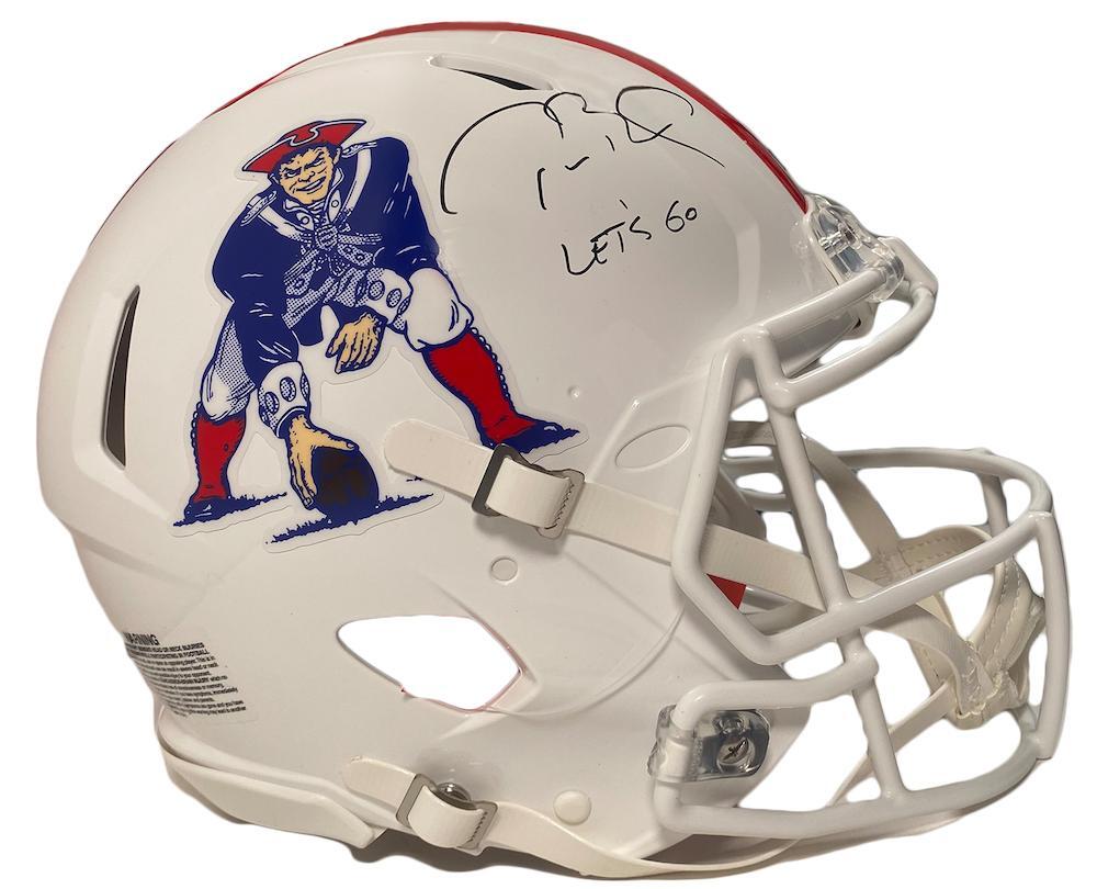 TOM BRADY Autographed/Inscribed "LET'S GO" New England Patriots Throwback Speed Authentic Helmet FANATICS LE 1/12