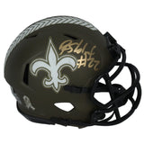 Rashid Shaheed Autographed New Orleans Saints 2022 Salute to Service Speed Mini Helmet Beckett Witnessed