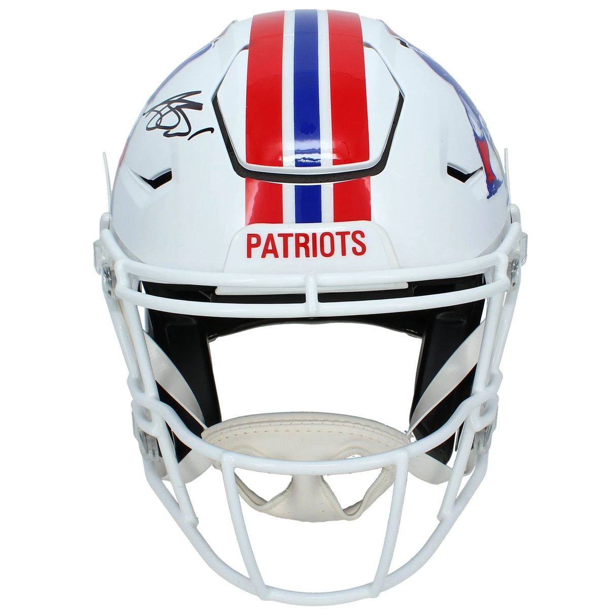 A.J. Brown Autographed New England Patriots 1982-89 Throwback Speedflex Authentic Helmet Beckett Witnessed
