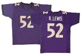 Ray Lewis Autographed Purple #52 Custom Jersey Beckett Witnessed