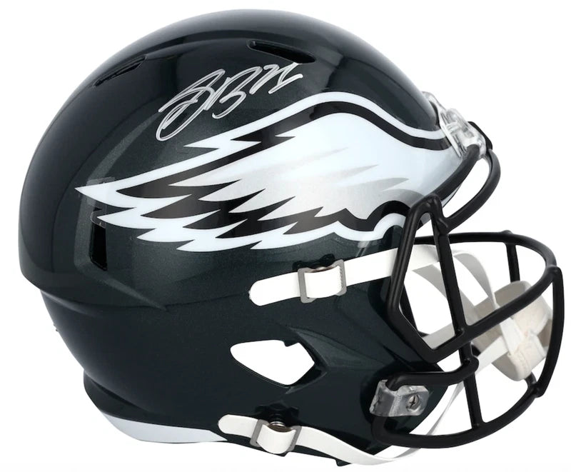 Saquon Barkley Autographed Philadelphia Eagles Super Bowl LIX Champions Logo Speed Replica Helmet Fanatics