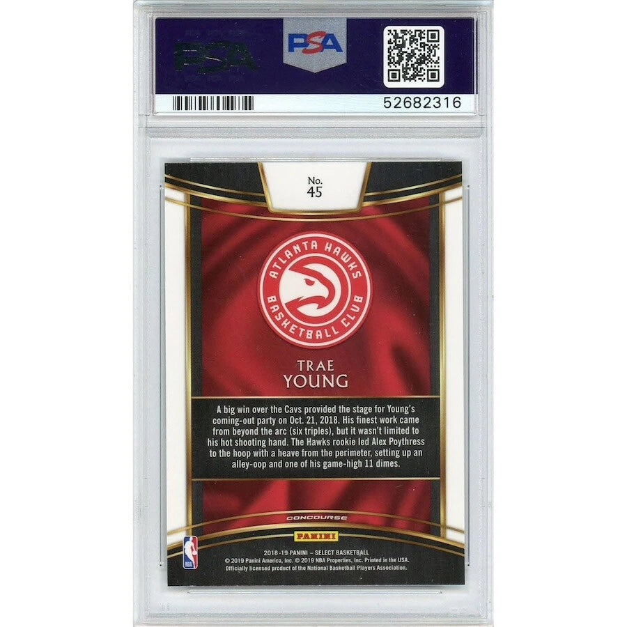 Trae Young Atlanta Hawks 2018 Panini Select RC #45 Trading Card PSA 10