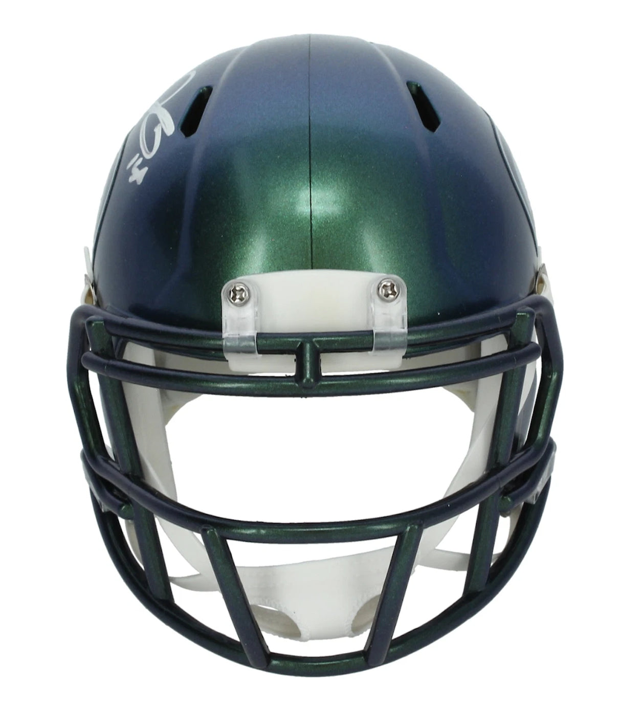 Sam Darnold Autographed Seattle Seahawks Green Chrome Rivalries Speed Mini Helmet Beckett Witnessed