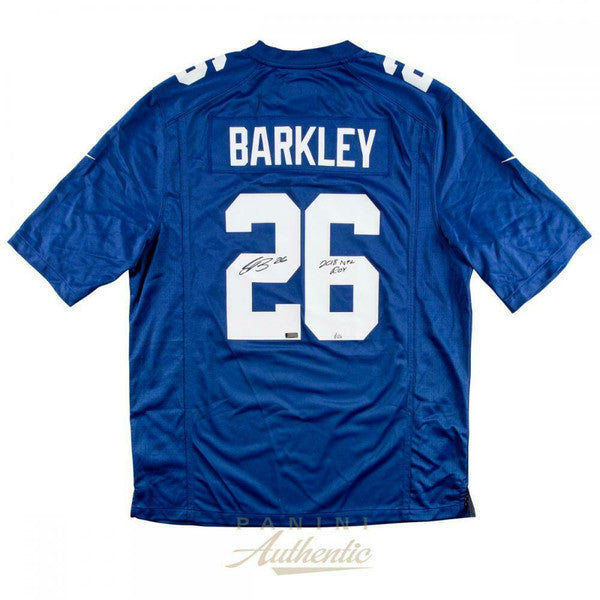 Saquon Barkley Autographed New York Giants "2018 NFL ROY" Blue Nike Jersey Panini LE 126