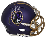Ed Reed Autographed Baltimore Ravens Purple 2024 Alternate Speed Mini Helmet Beckett Witnessed