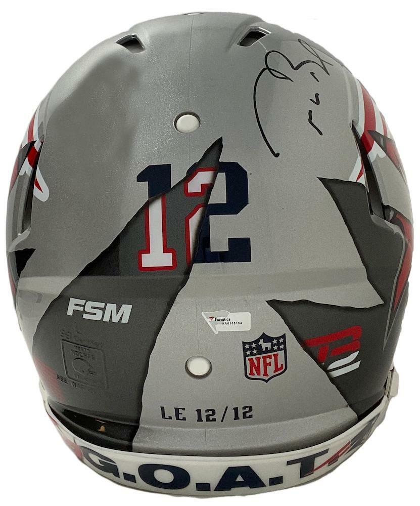TOM BRADY Autographed New England Patriots/Tampa Bay Buccaneers "Mash Up" Custom Authentic Speed Helmet FANATICS LE 12/12