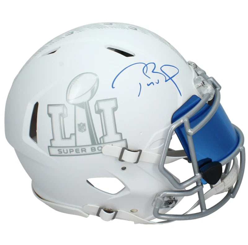 Tom Brady Autographed SB LI Logo Ice Speed Authentic Helmet w/Visor Fanatics