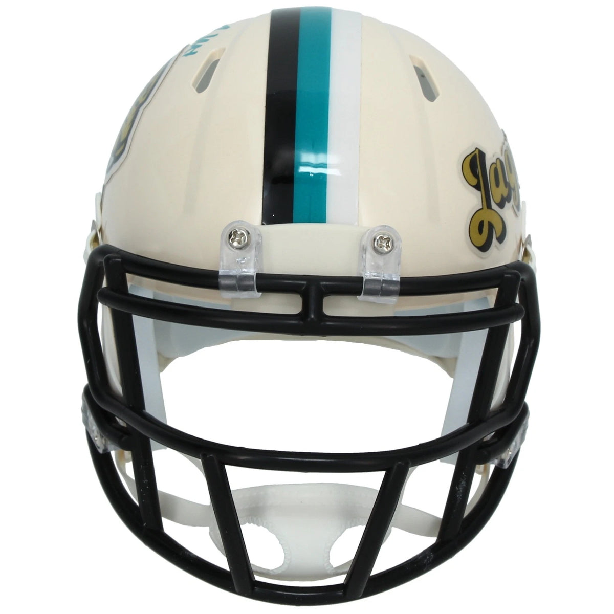 Travis Hunter Autographed Jacksonville Jaguars RETRO Speed Mini Helmet Beckett Witnessed
