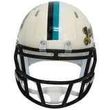 Travis Hunter Autographed Jacksonville Jaguars RETRO Speed Mini Helmet Beckett Witnessed