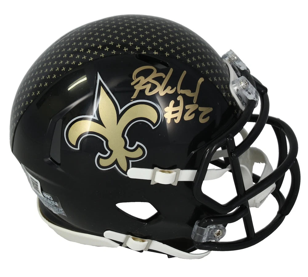 Rashid Shaheed Autographed New Orleans Saints Black 2022 Alternate Speed Mini Helmet Beckett Witnessed
