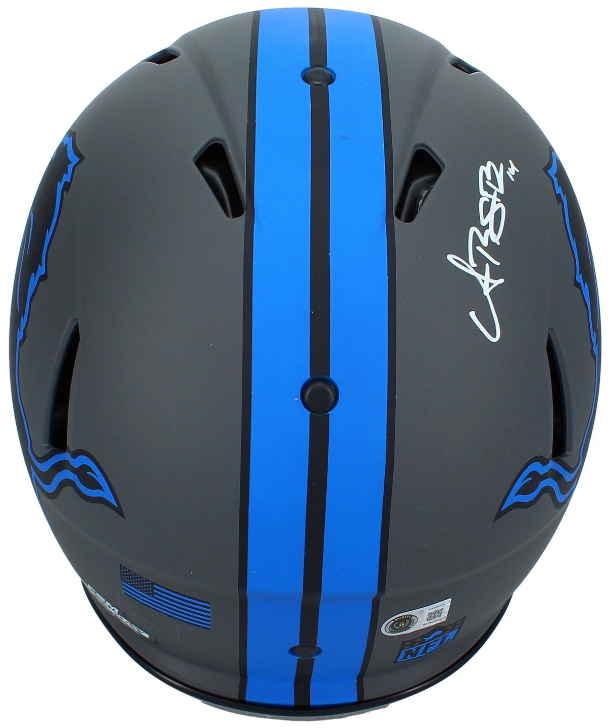 Amon-Ra St. Brown Autographed Detroit Lions FSM Custom Painted Gray Speed Authentic Helmet Beckett Witnessed