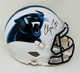 CHRISTIAN McCAFFREY Autographed Carolina Panthers White Matte Speed Authentic Helmet FANATICS