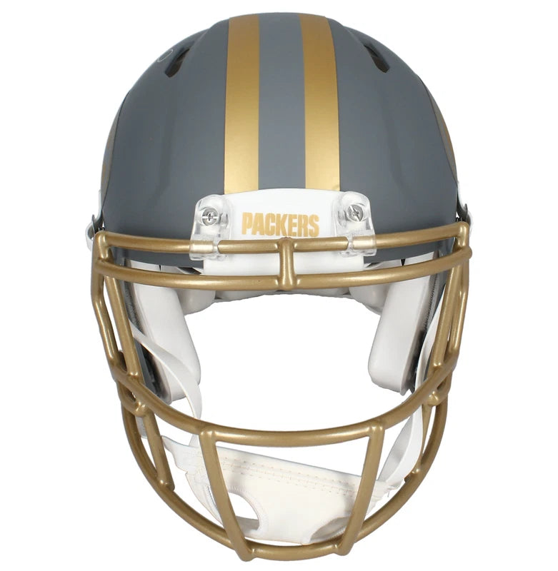 Brett Favre Autographed Green Bay Packers Slate Speed Authentic Helmet Beckett Witnessed