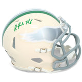 DeVonta Smith Autographed Philadelphia Eagles RETRO Speed Mini Helmet Beckett Witnessed