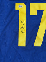 Davante Adams Autographed Royal Blue #17 Custom Jersey Beckett Authenticated