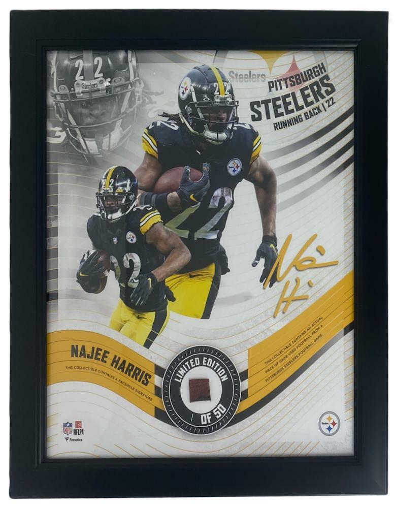 NAJEE HARRIS Framed Pittsburgh Steelers 15" x 17" Game Used Football Collage LE 1/50