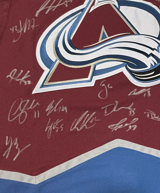 Colorado Avalanche Team Autographed Colorado Avalanche Burgundy Adidas Climalite Authentic Jersey w/22 Stanley Cup Patch Fanatics LE 100