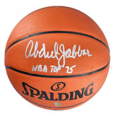 KAREEM ABDUL-JABBAR Autographed/Inscribed "NBA TOP 75" Spalding Silver Series Basketball FANATICS
