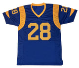 Marshall Faulk Autographed #28 Royal Blue Throwback Custom Jersey Beckett Witnessed