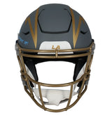 Justin Herbert Autographed/Inscribed "2020 OROY BOLT UP!" Los Angeles Chargers Slate Speedflex Authentic Helmet LE 25 Fanatics