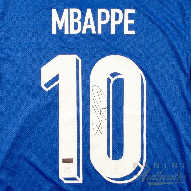Kylian Mbappe Autographed 2024 France National Team Royal Blue Home Replica Jersey Panini