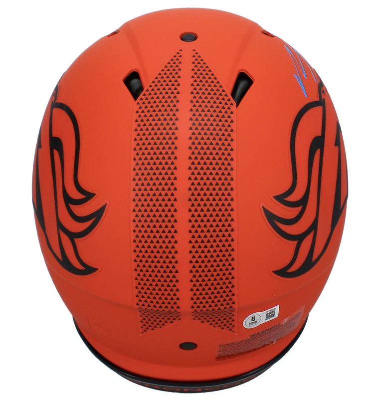 Bo Nix Autographed Denver Broncos RAVE Speed Authentic Helmet with Visor Beckett Witnessed
