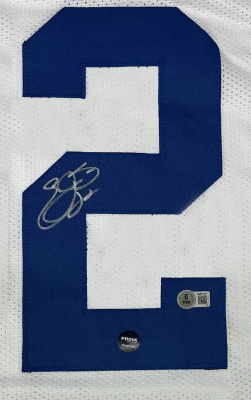 Emmitt Smith Autographed White #22 Custom Jersey Beckett Witnessed