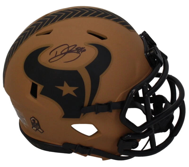 Dalton Schultz Autographed Houston Texans Speed 2023 Salute To Service Speed Mini Helmet Beckett Witnessed